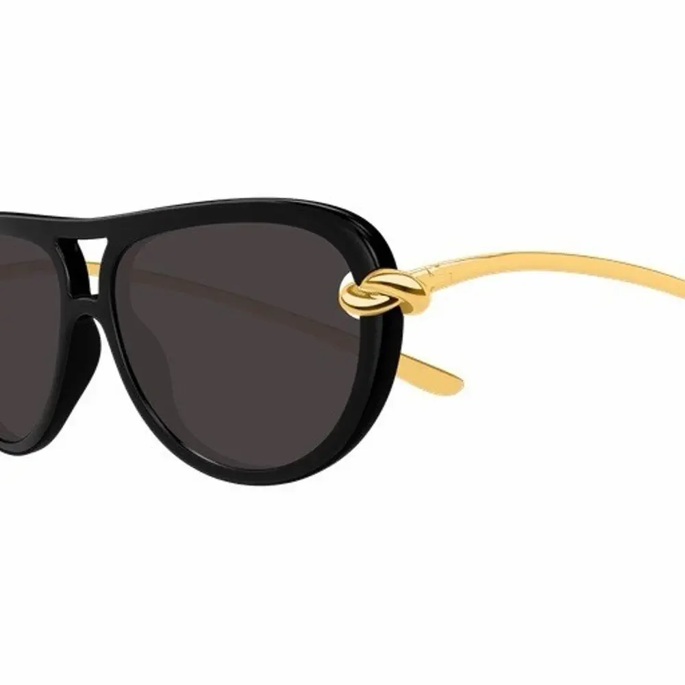 BOTTEGA VENETA BV1418S 005 Gold Black Unisex KNOT Pilot Sunglasses AUTHENTIC